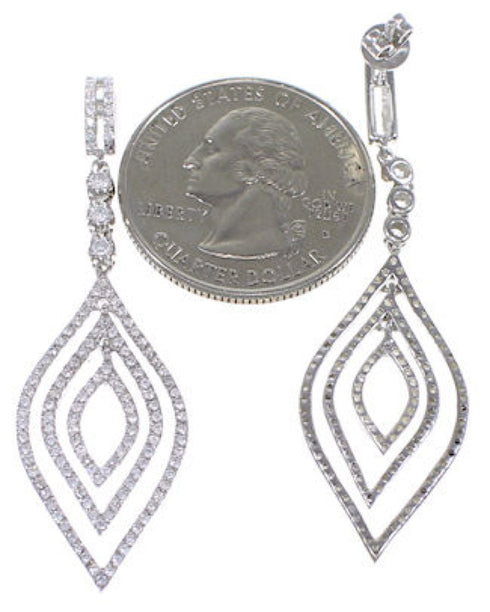 Sterling Silver Cubic Zirconia Jewelry Post Dangle Earrings DS55183